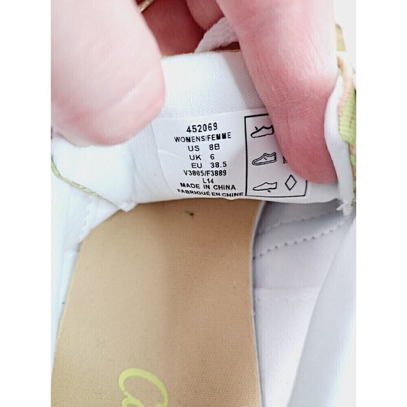 Lands End Canvas Shoes Sneakers Lime Green Citrus Floral Women's Size 8 B - Picture 7 of 8